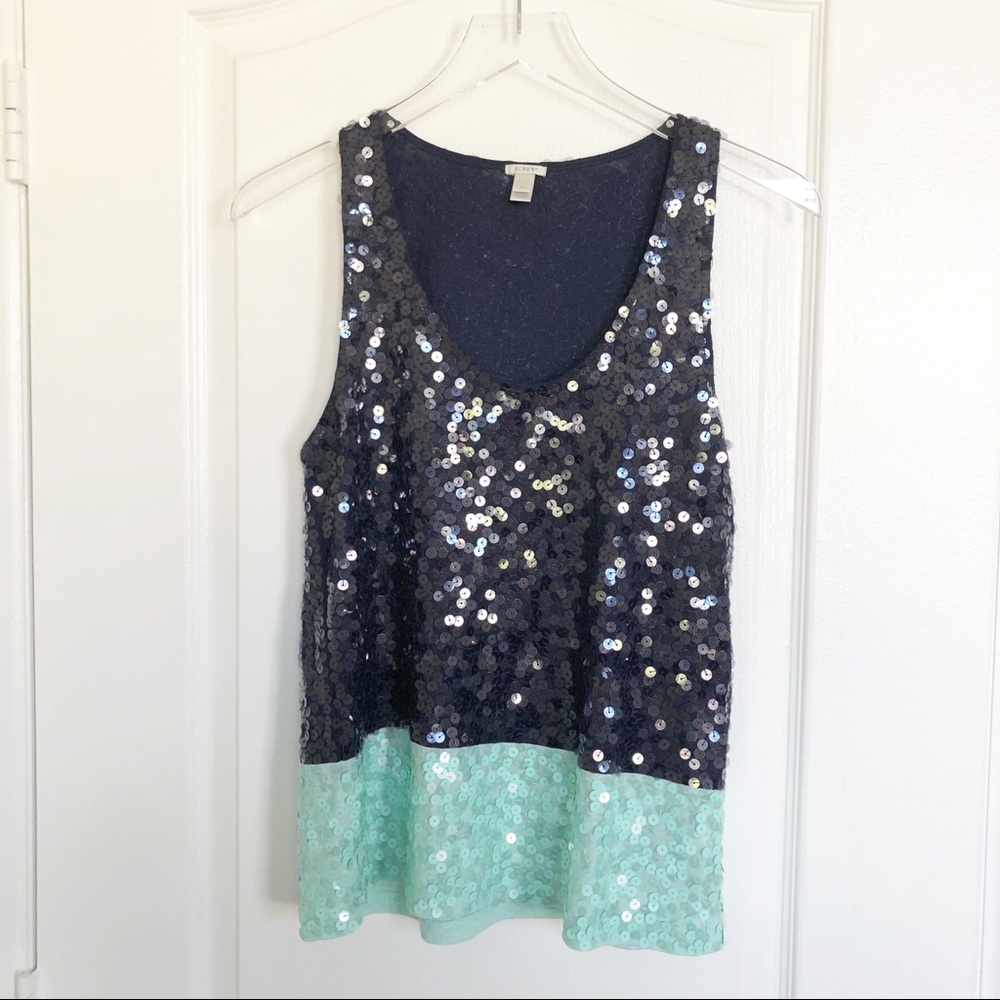 J. CREW Color Block Sequin Top Size S